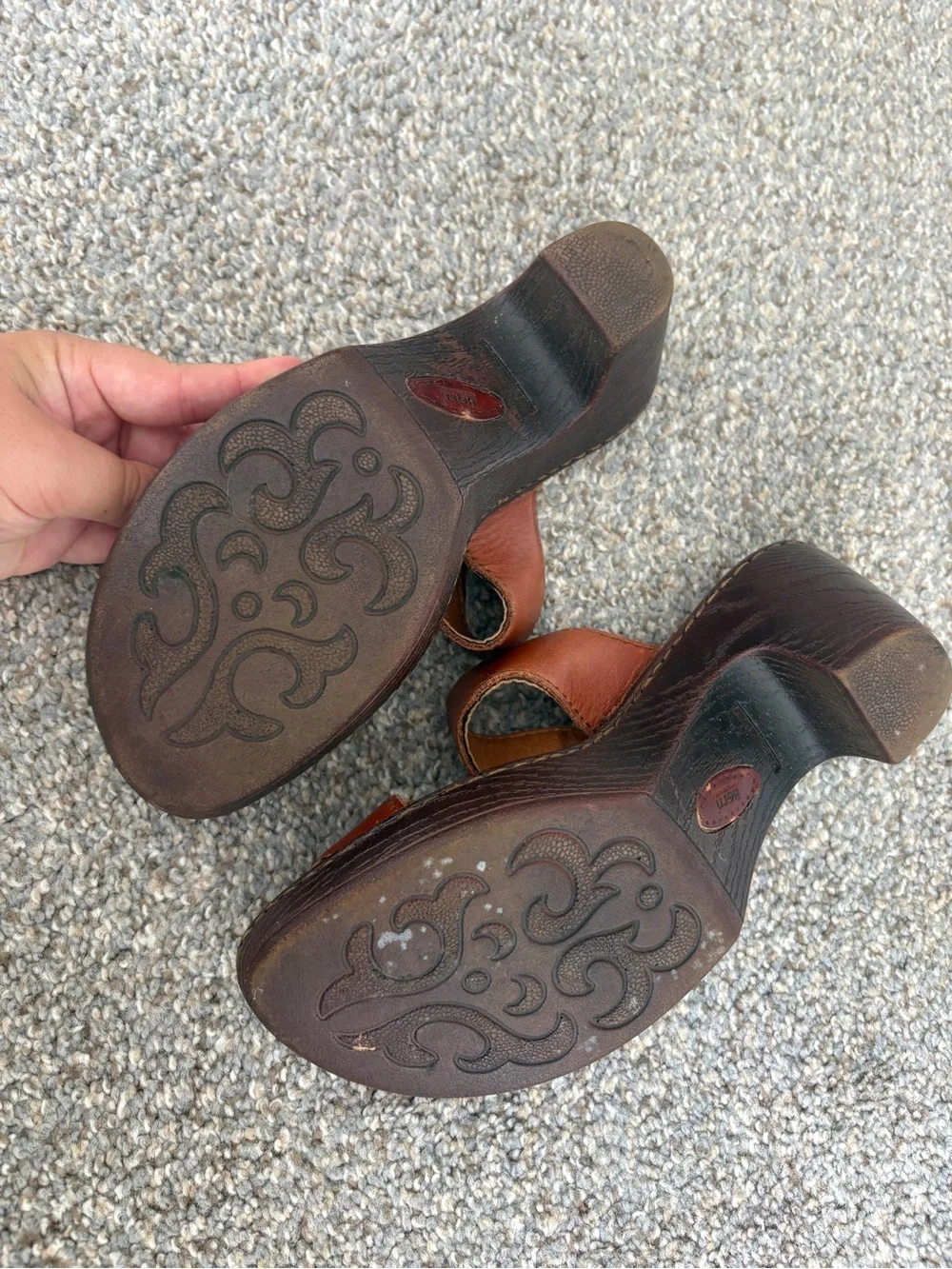 Born Women's Brown Leather Double-Strap Slide Sandals with Buckle